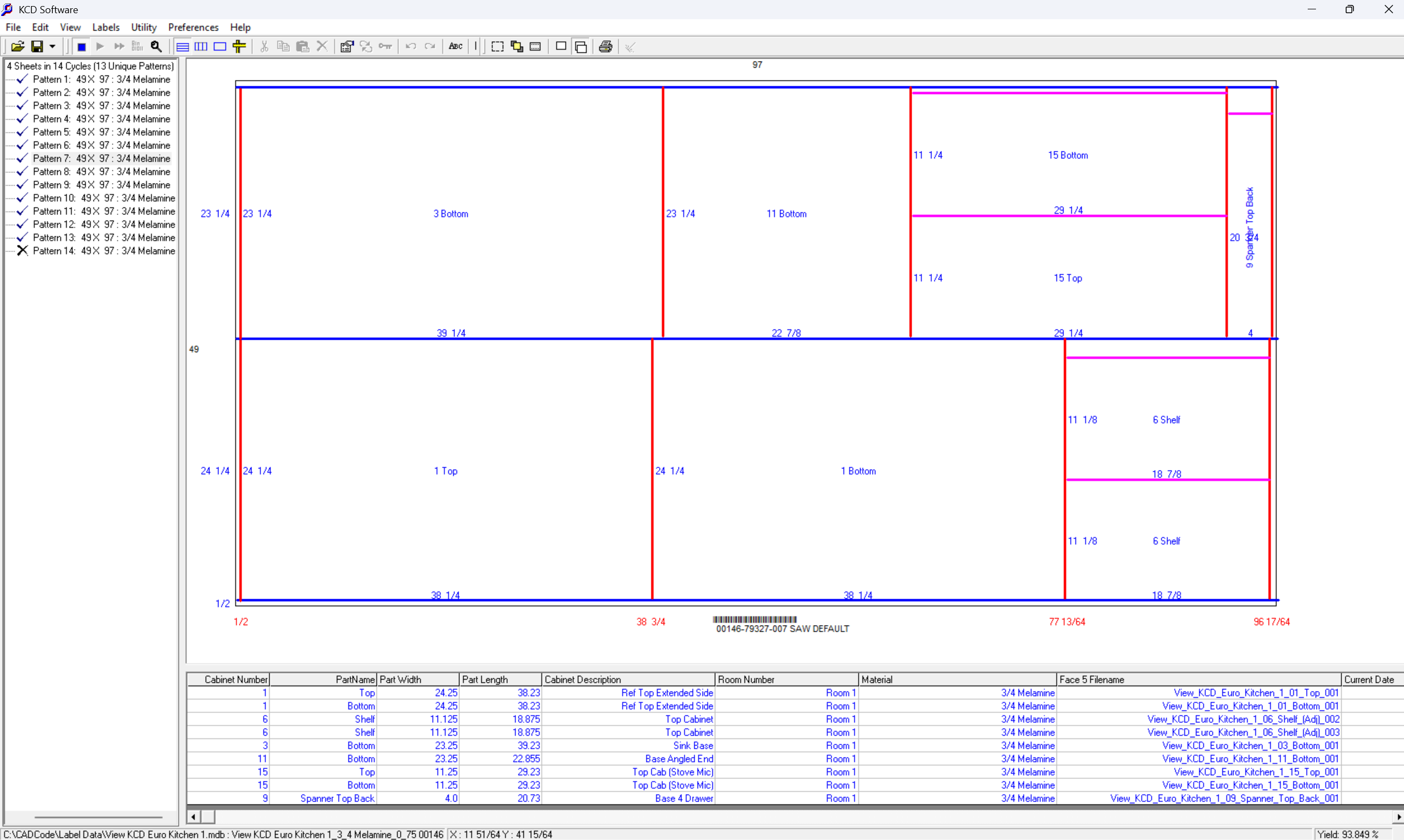 Pattern Manager with View of Pattern – Sheet